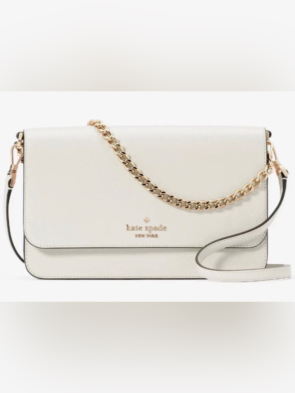 Kate Spade Madison Flap Crossbody Bag White Leather Purse KC430 Small EUC